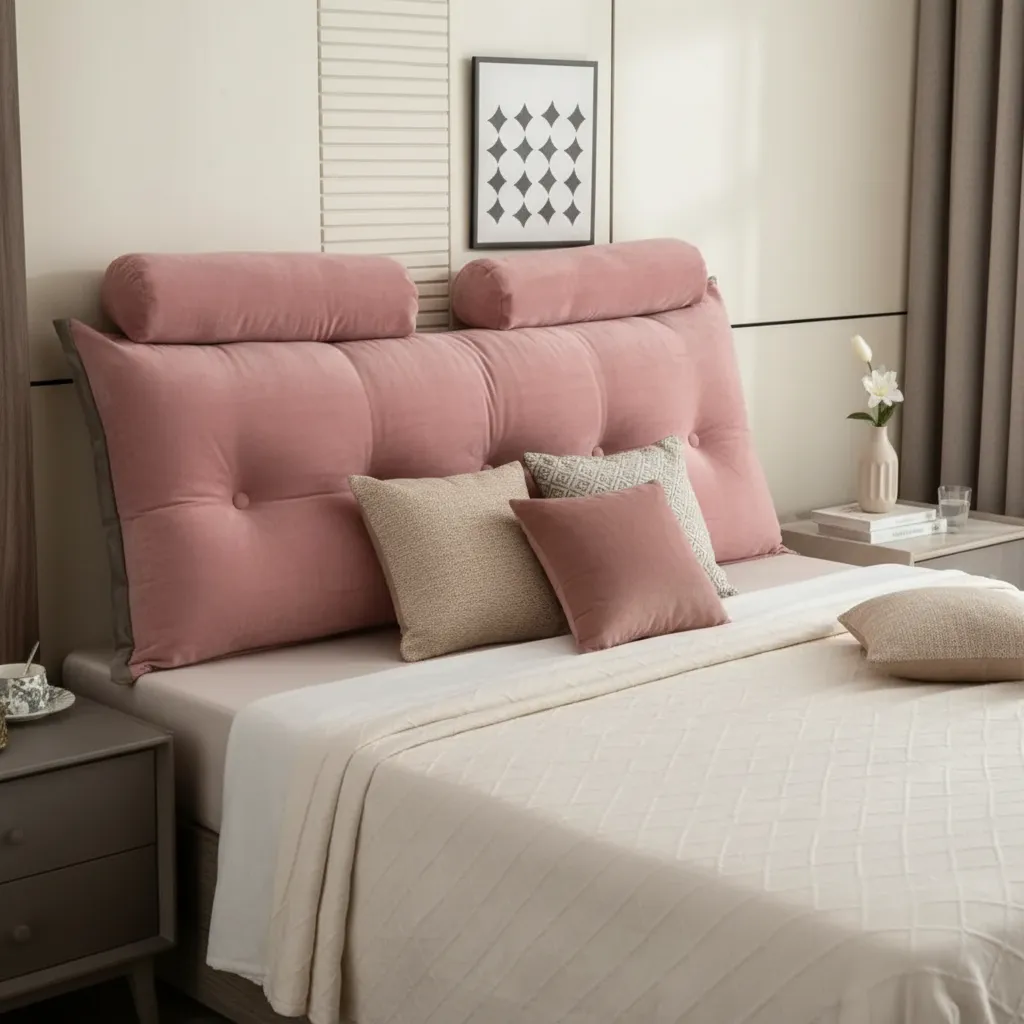 cozy premium cabecera con cojines cilíndricos